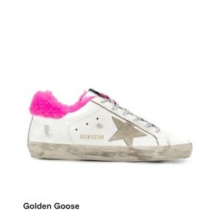 Golden goose superstar pink fur sneakers shoes RARE